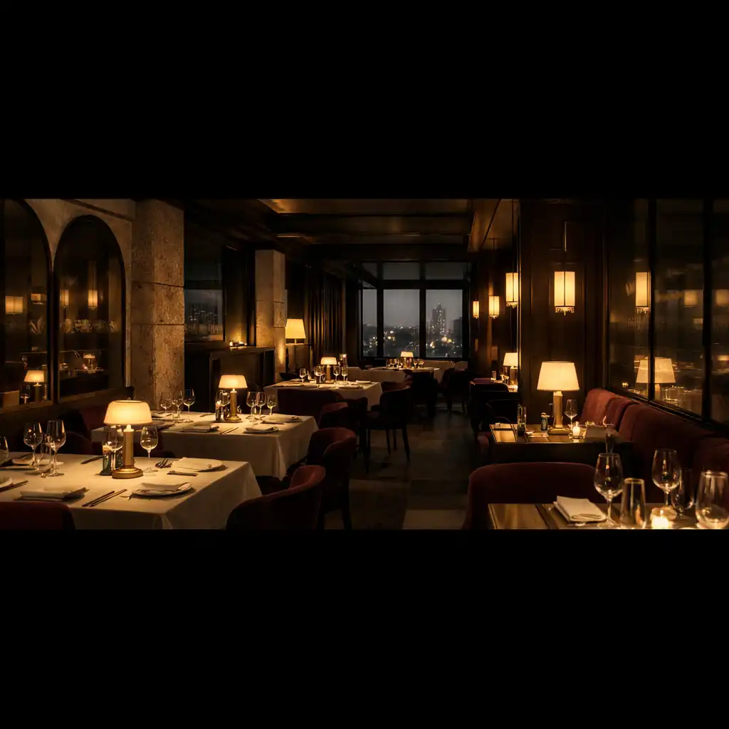 Szeroka perspektywa głównej sali restauracyjnej ŻETON